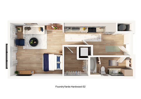 Floor plan for studio, 1 bath, 559 sqft